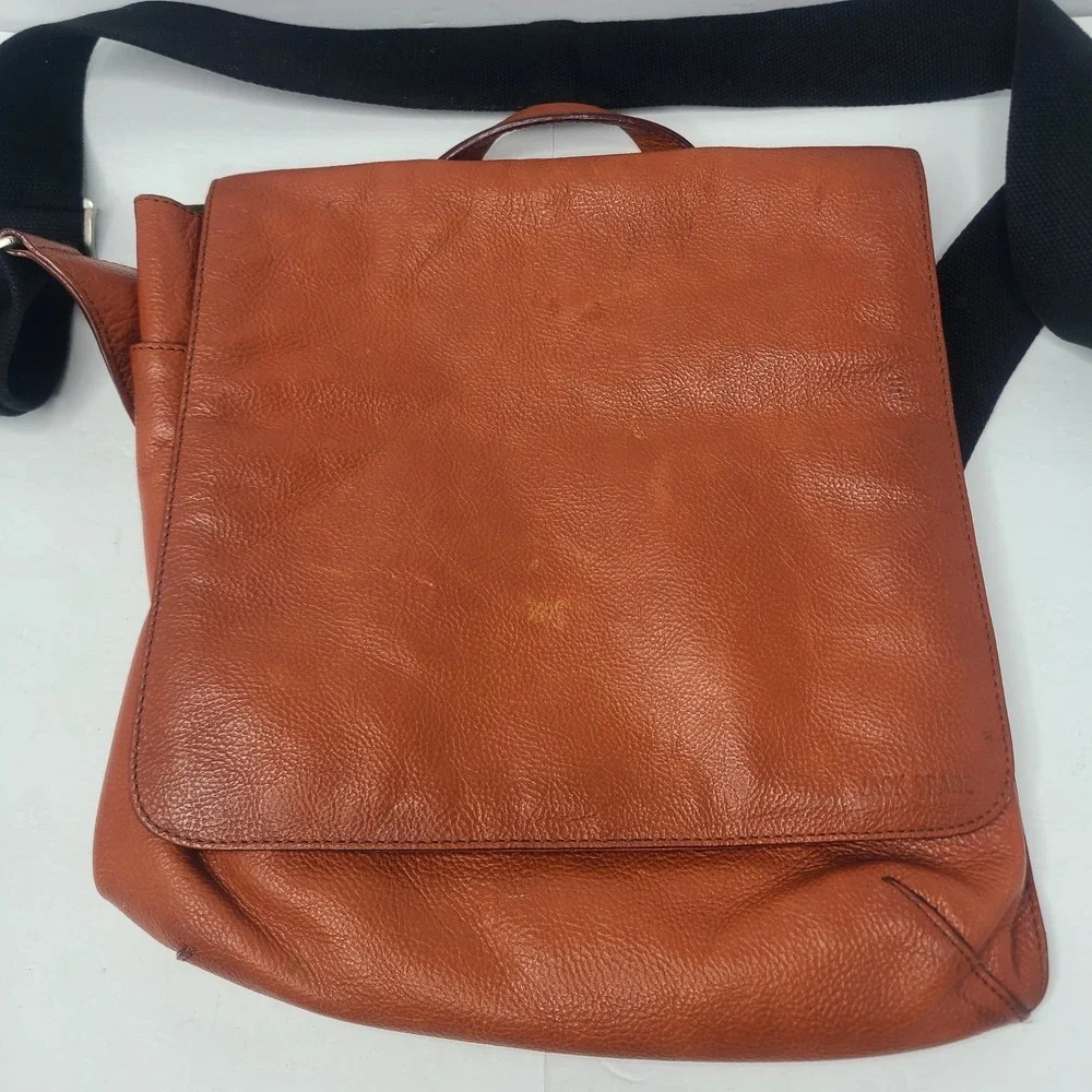 Jack Spade Brown Pebbled Leather Messenger Bag Crossbody Laptop Flap Briefcase